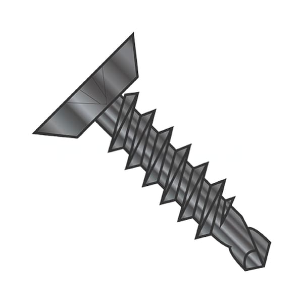 Usa Industrials Self-Drilling Screw, #12-14 x 3/4 in, Zinc Black Steel Flat Head Phillips Drive BULK-SCRW-12546 - main